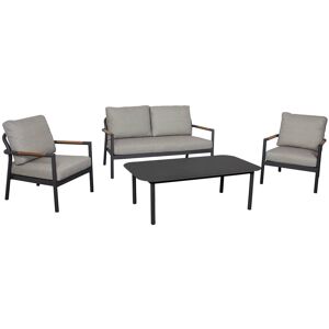 bene living Loungeset Bilbao Aluminium mit Teakarmlehnen inkl. Kissen