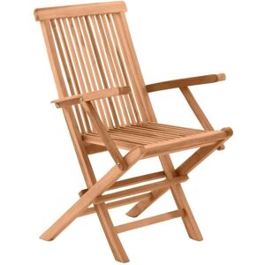 MiaMöbel Teak Klappstuhl mit Armlehne, 2er Set Massivholz Teak Modern