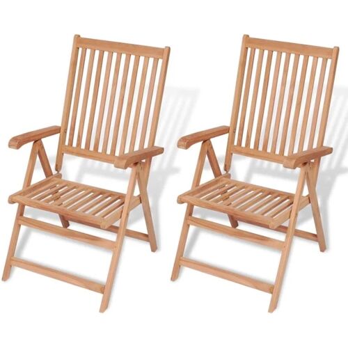 BONNEVIE 2er Set Gartenstühle Verstellbare Gartensessel – Balkonstühle Massivholz Teak BV302284 Bonnevie Braun