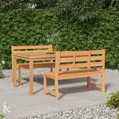 MAISONCHIC 3-tlg. Garten-Essgruppe Gartenmöbel Set Sitzgruppe Massivholz Teak DE28161 – Braun