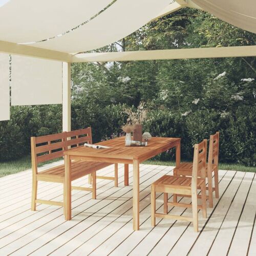 MAISONCHIC 4-tlg. Garten-Essgruppe Gartenmöbel Set Sitzgruppe Massivholz Teak DE89294 – Braun