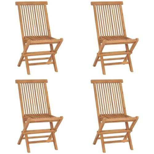 BONNEVIE 4er Set Gartenstühle Klappbare Gartensessel – Balkonstühle Massivholz Teak BV186603 Bonnevie Braun