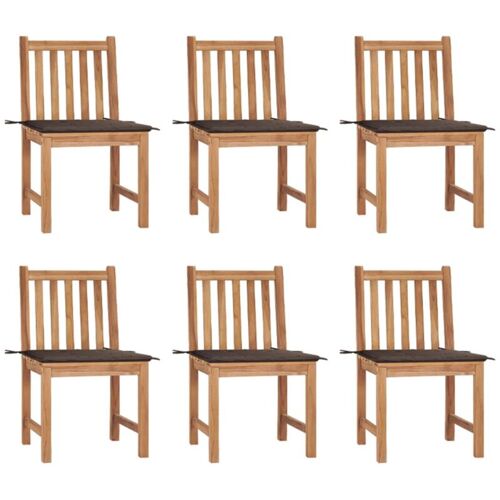 BONNEVIE 6er Set Gartenstühle Gartensessel Balkonstühle – mit Kissen Massivholz Teak BV628336 – BonneVie – Taupe