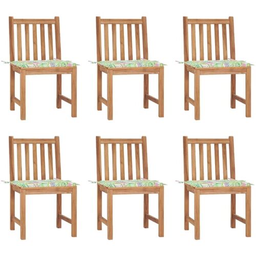 BONNEVIE 6er Set Gartenstühle Gartensessel Balkonstühle – mit Kissen Massivholz Teak BV745021 – BonneVie – Braun