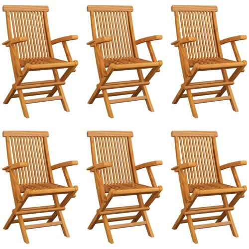 BONNEVIE 6er Set Gartenstühle Klappbare Gartensessel – Balkonstühle Massivholz Teak BV148751 Bonnevie Braun