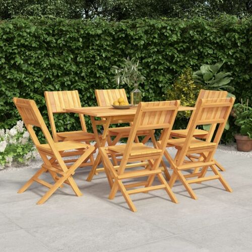 BONNEVIE 7-tlg. Garten-Essgruppe，Gartenmöbel Set，Gartenmöbel Set Massivholz Teak vidaXL