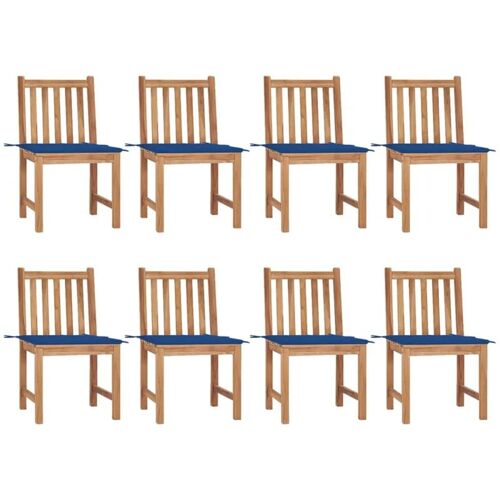 BONNEVIE 8er Set Gartenstühle Gartensessel Balkonstühle – mit Kissen Massivholz Teak BV138343 Bonnevie Blau