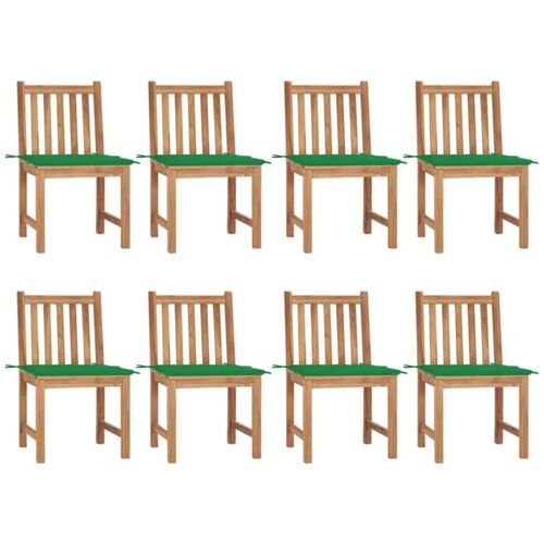 BONNEVIE 8er Set Gartenstühle Gartensessel Balkonstühle – mit Kissen Massivholz Teak BV662515 Bonnevie Grün
