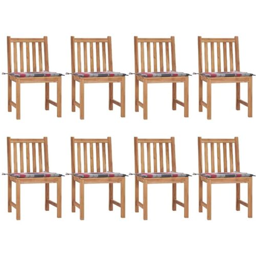 BONNEVIE 8er Set Gartenstühle Gartensessel Balkonstühle – mit Kissen Massivholz Teak BV748607 – BonneVie – Braun