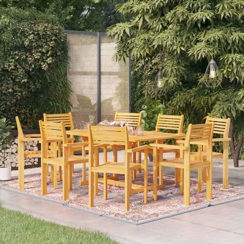 MAISONCHIC 9-tlg. Garten-Essgruppe Gartenmöbel Set Sitzgruppe Massivholz Teak DE55150 – Braun