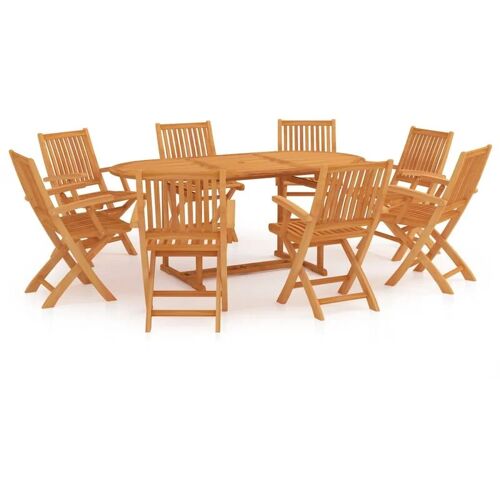 MAISONCHIC 9-tlg. Garten-Essgruppe Gartenmöbel Set Sitzgruppe Massivholz Teak DE86405 – Braun