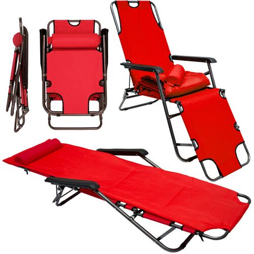 Amanka Campingstuhl Liegestuhl Freizeitliege Sonnenliege Strandliege Campingliege Klappliege Liege incl. Auflage 178cm Rot – rot