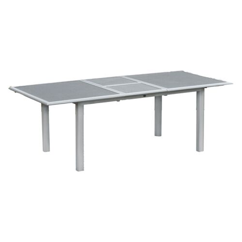 INKO Aluminium-Glastisch Spraystone silber/grau ausziehbar 170/220x100x74 cm Gartentisch Terrassenti – Inko