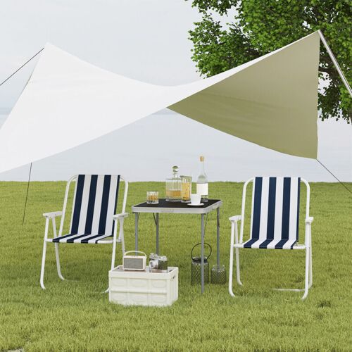 WOLTU 1x Campingstuhl Faltbar Klappstuhl Leichter Angelstuhl mit Armlehnen Gartenliege Strandstuhl Klapphocker für Camping Strand Garten Terrasse Weiß+Blau