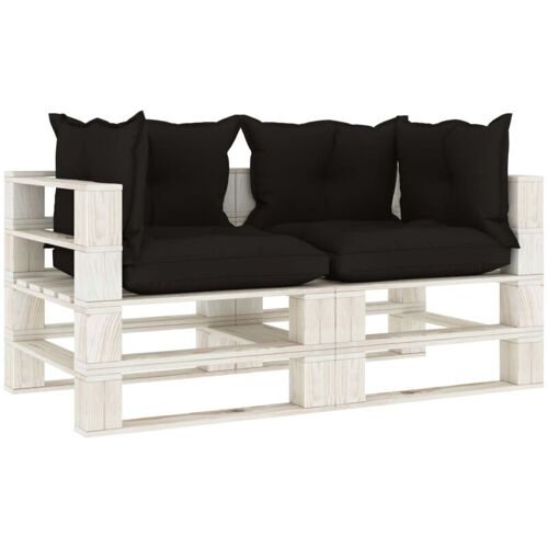 Prolenta Premium – Garten-Palettensofa 2-Sitzer mit schwarzen – Schwarz