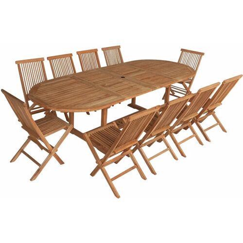 HAPPY GARDEN Teakholz-Gartenmöbel lombok – ovaler ausziehbarer Tisch – 10 Plätze – Braun