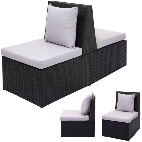 MCW 2er-Set Poly-Rattan Sessel MCW-G16, Lounge-Rattanstuhl Gartenstuhl, Gastronomie ~ schwarz, Kissen hellgrau