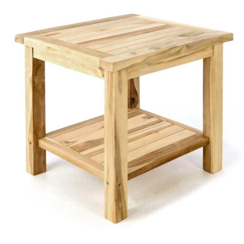 VCM Beistelltisch Blumenhocker Balkon Terrasse Teak-Holz natur 50x50cm