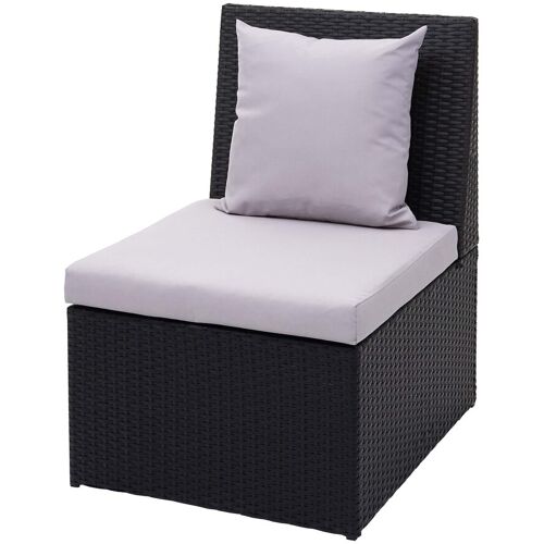 MCW Poly-Rattan Sessel MCW-G16, Lounge-Rattanstuhl Gartenstuhl, Gastronomie ~ schwarz, Kissen hellgrau