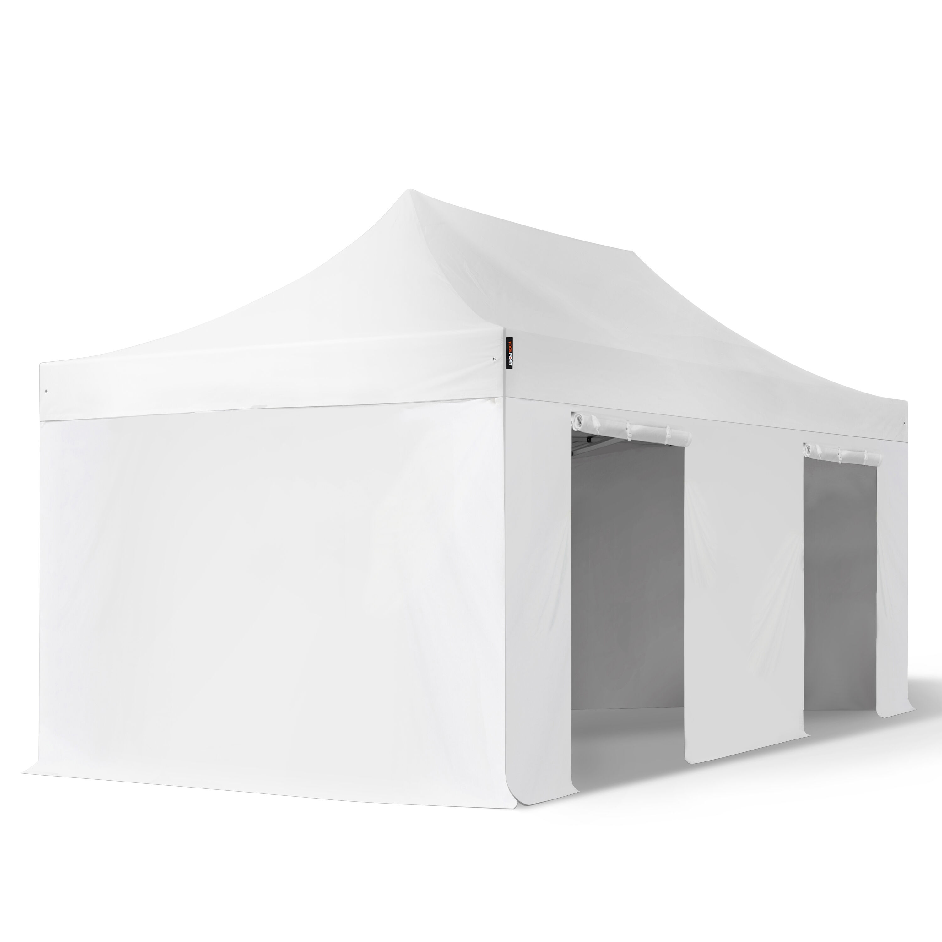 TOOLPORT Faltpavillon 3x6m Long-Life PVC 620 g/m² weiß wasserdicht Faltzelt, Klappzelt