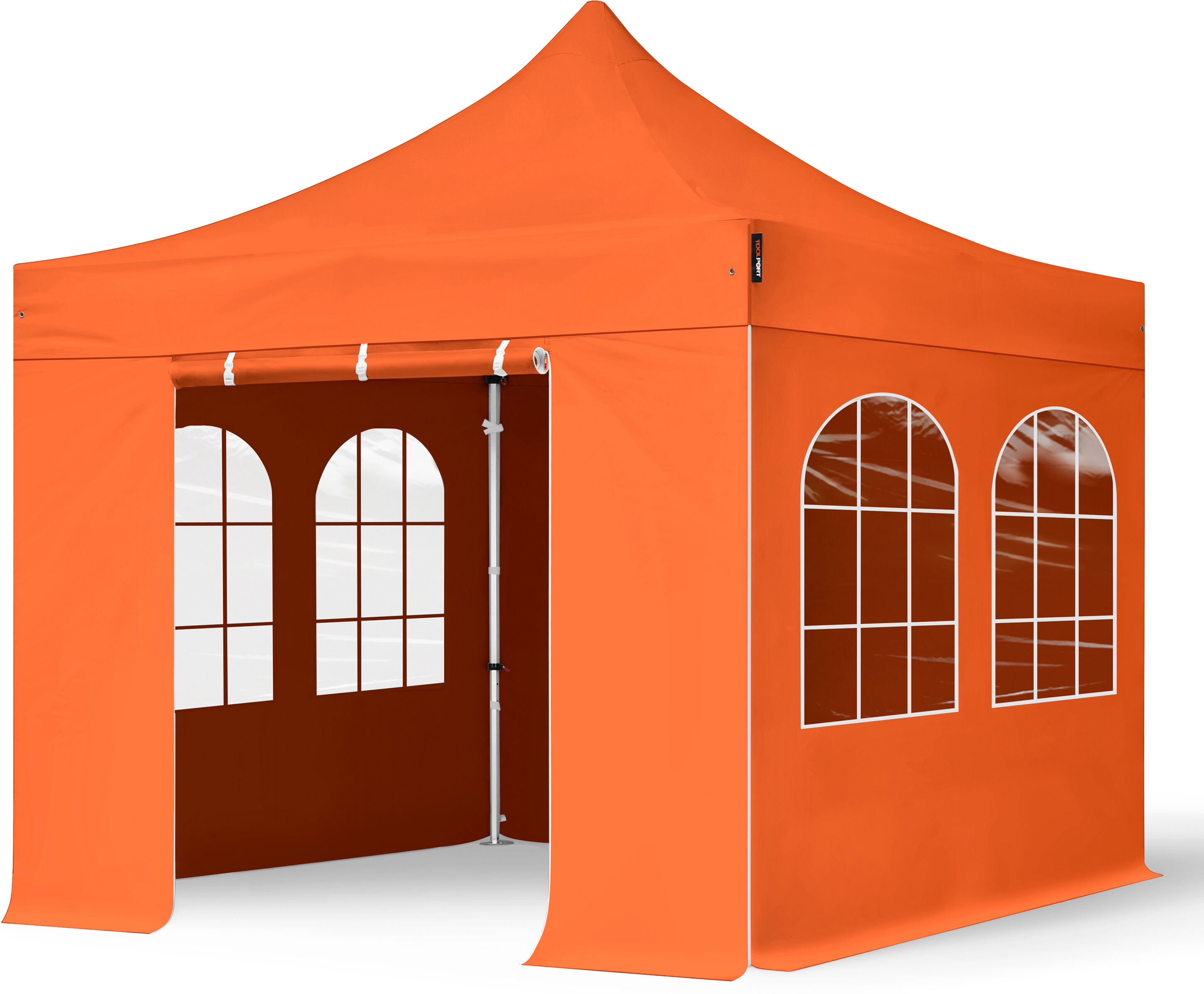 TOOLPORT Faltpavillon 3x3m Hochleistungspolyester 400 g/m² orange wasserdicht Faltzelt, Klappzelt