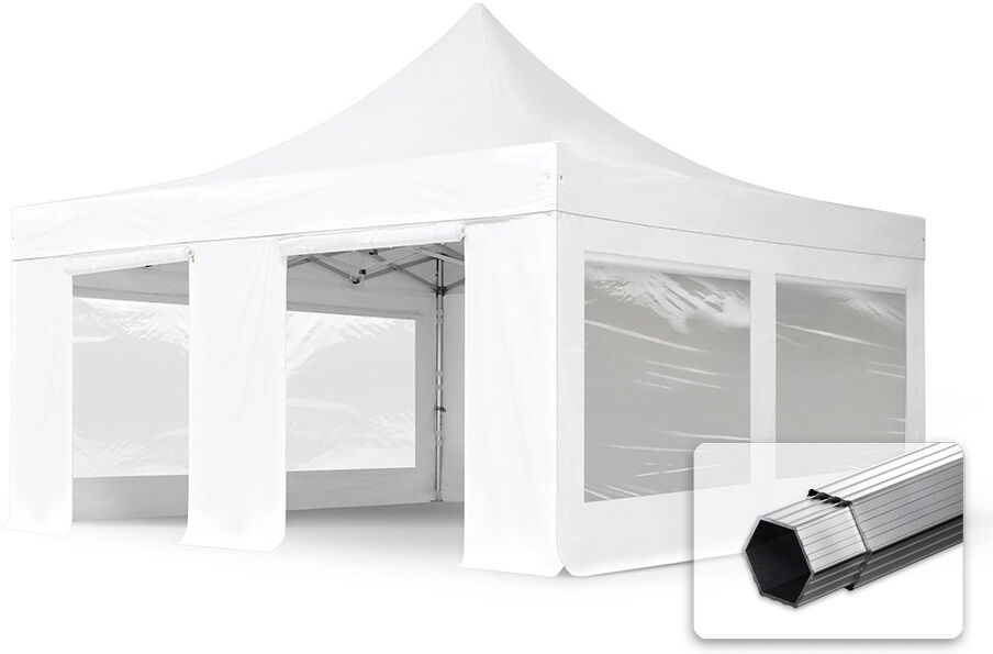 TOOLPORT Faltpavillon 5x5m Long-Life PVC 620 g/m² weiß wasserdicht Faltzelt, Klappzelt