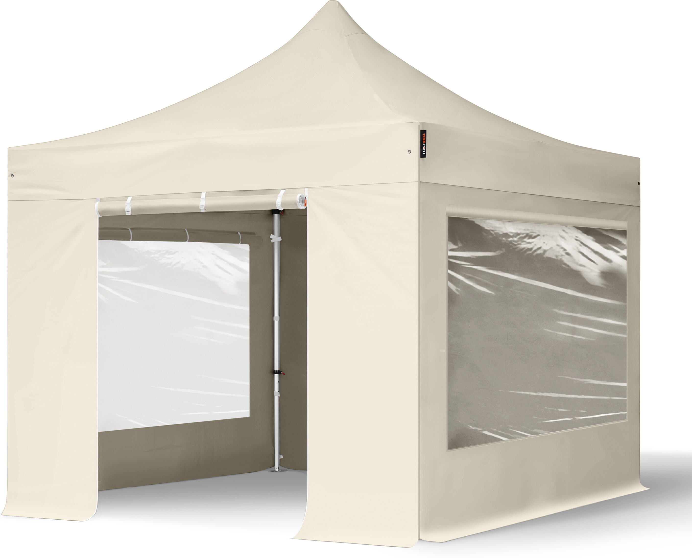 TOOLPORT Faltpavillon 3x3m Hochleistungspolyester 400 g/m² creme wasserdicht Faltzelt, Klappzelt