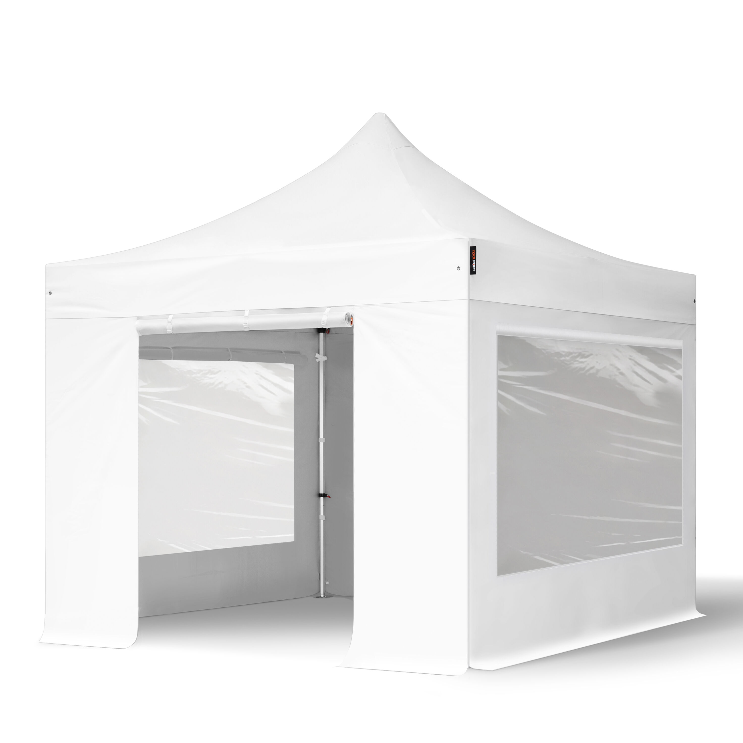TOOLPORT Faltpavillon 3x3m Long-Life PVC 620 g/m² weiß wasserdicht Faltzelt, Klappzelt