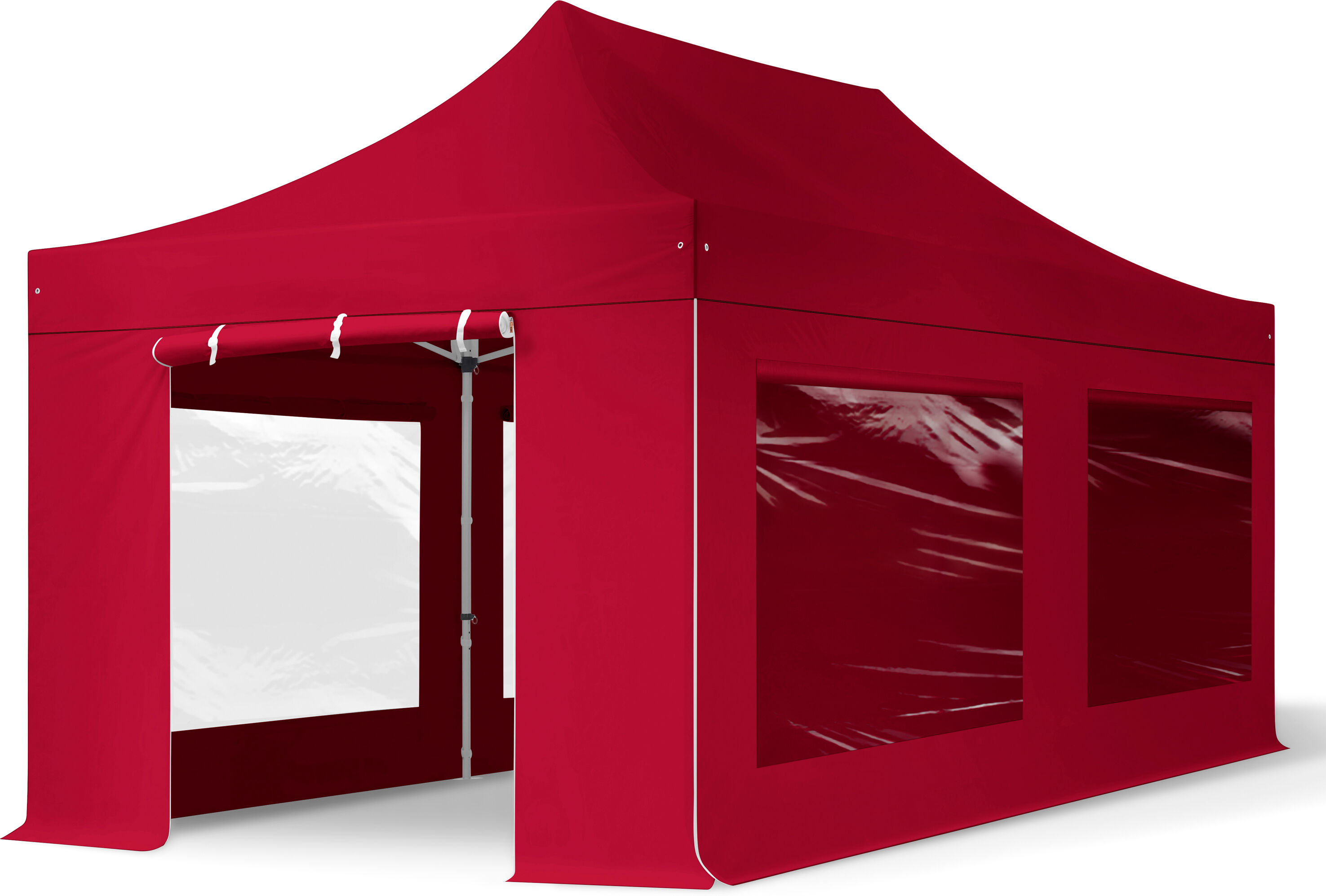 TOOLPORT Faltpavillon 3x6m Hochleistungspolyester 400 g/m² rot wasserdicht Faltzelt, Klappzelt