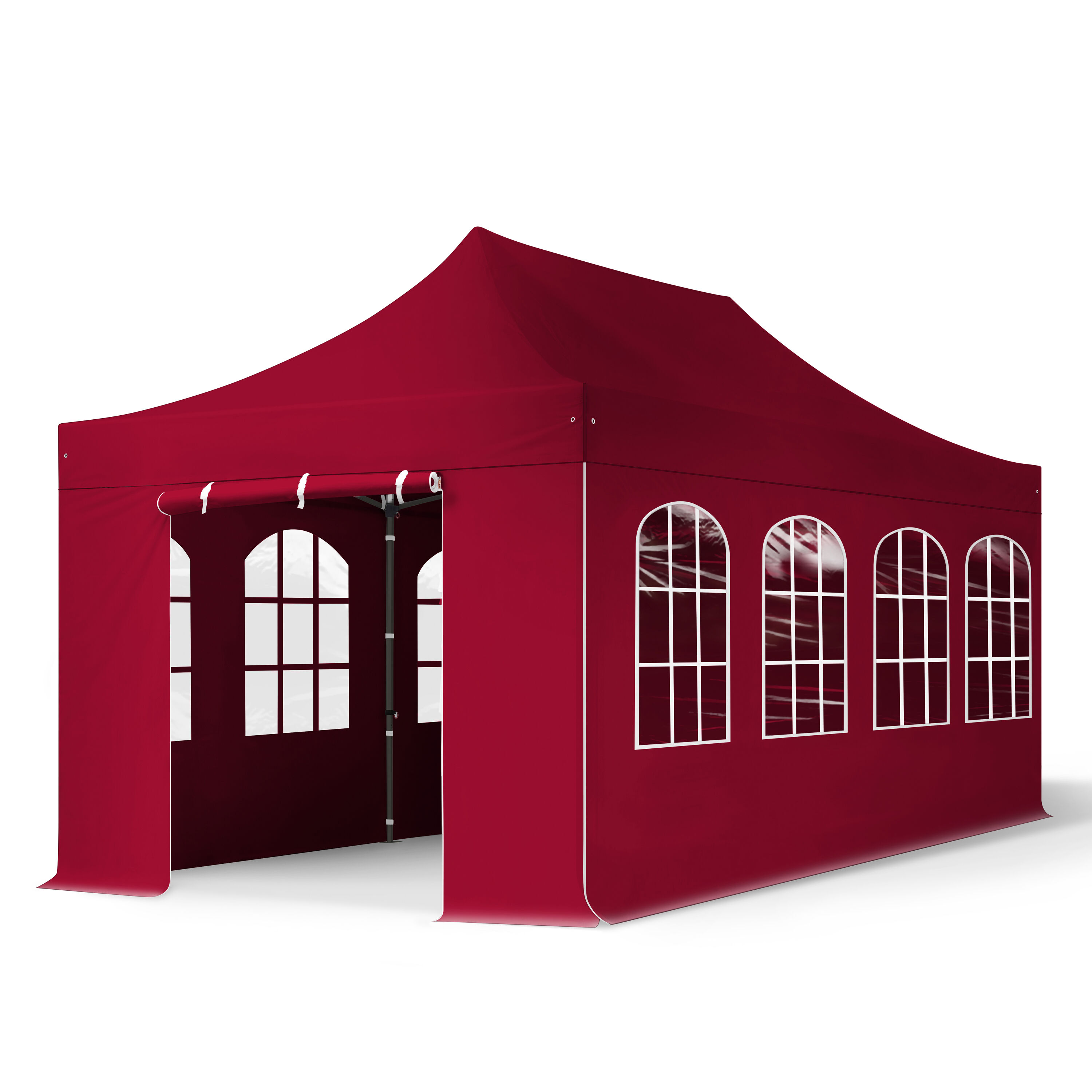 TOOLPORT Faltpavillon 3x6m Hochleistungspolyester 350 g/m² rot wasserdicht Faltzelt, Klappzelt