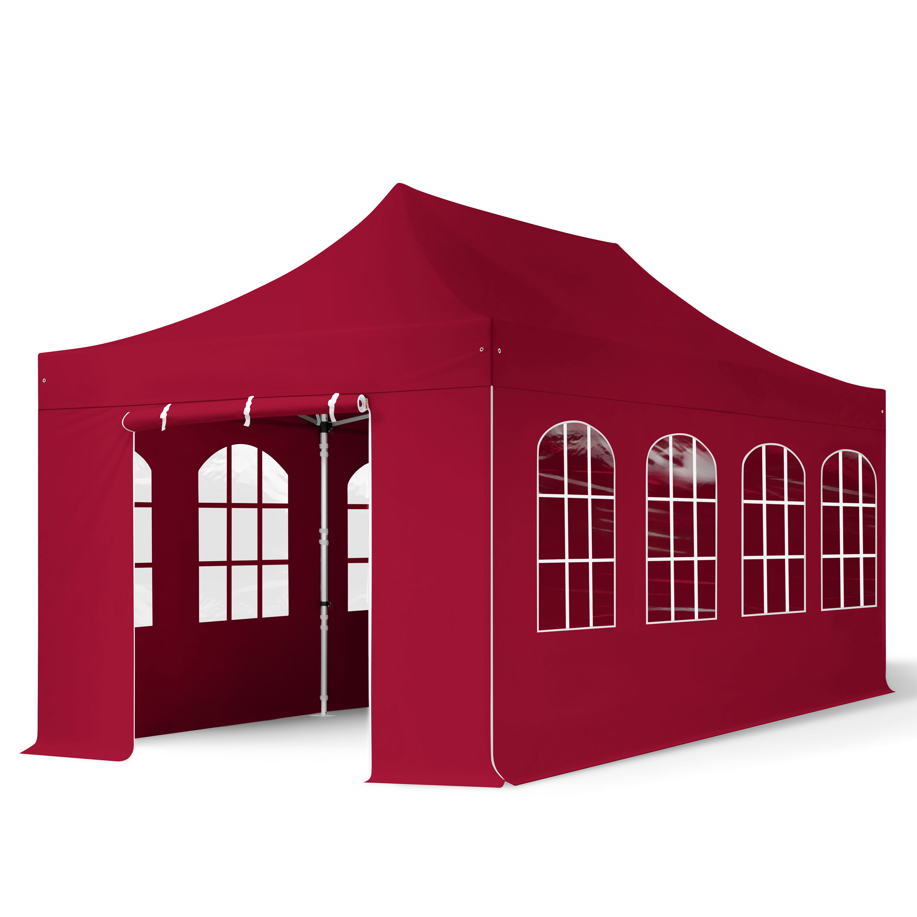 TOOLPORT Faltpavillon 3x6m Hochleistungspolyester 400 g/m² rot wasserdicht Faltzelt, Klappzelt