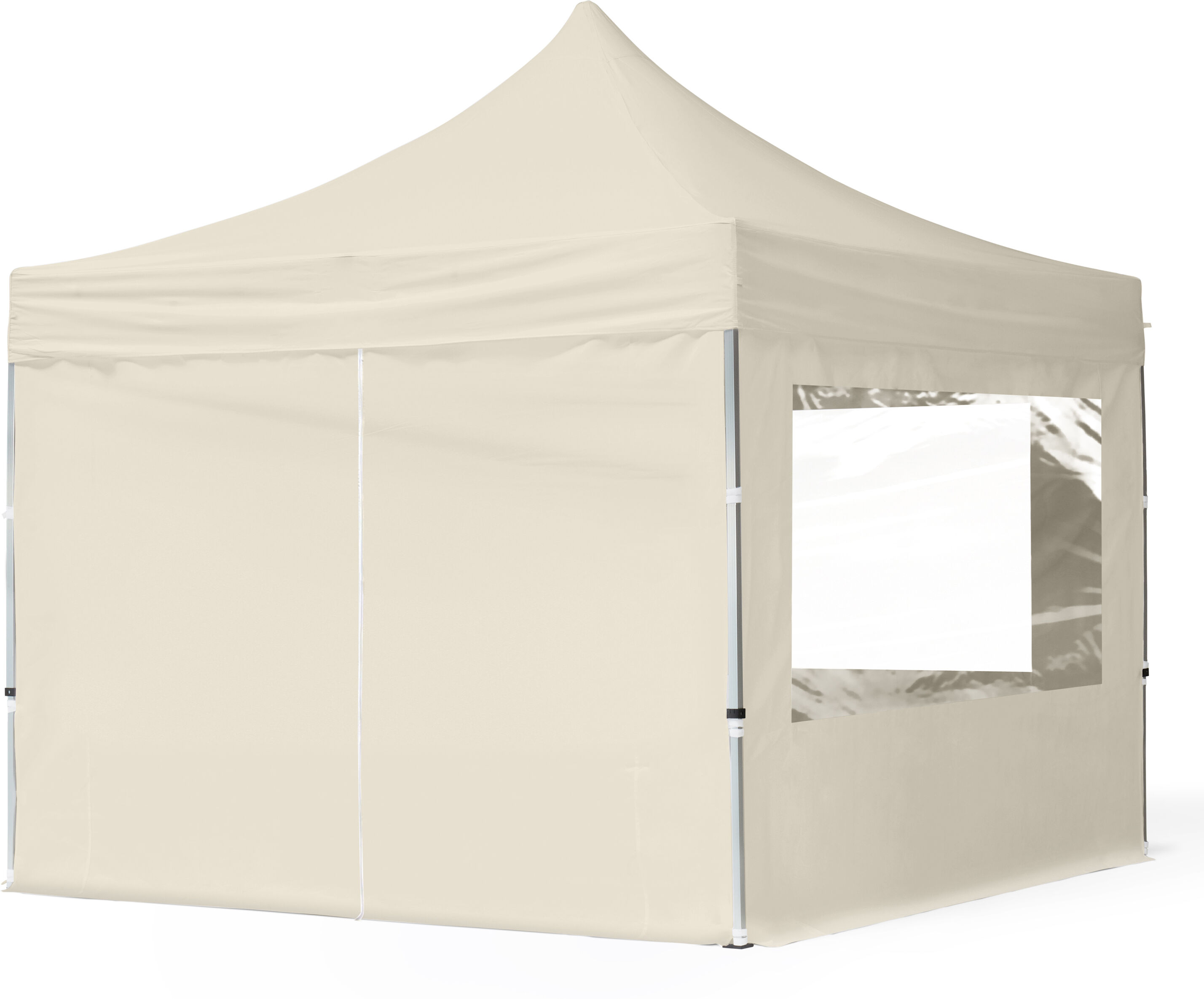 TOOLPORT Faltpavillon 3x3m Hochleistungspolyester 300 g/m² creme wasserdicht Faltzelt, Klappzelt