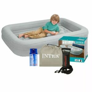 Intex børn - luftseng - 1 person - med bæretaske, håndpumpe og reparationssæt -168x107x25 cm - PVC - Beige