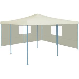 vidaXL foldbar pavillon med 2 sidevægge 5x5 m cremefarvet