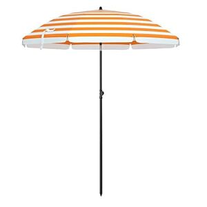 Mina Garden Paraplu - Parasol - Strandparasol - Ø 160 cm - sammenfoldelig - Stribet orange hvid
