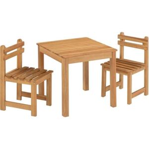 AUCUNE Barns trädgårdsmatsats - fyrkantigt bord 65x65 cm och 2 stolar - Trä - För barn