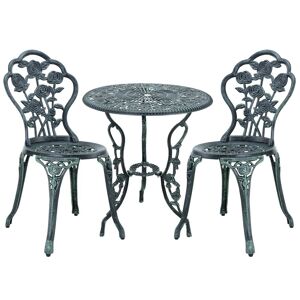 [casa.pro]® Vintage café sæt - bord og 2 stole - støbejern - grøn