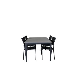 ebuy24 Levels havesæt bord 100x160/240cm og 4 stole Santorini sort, grå.