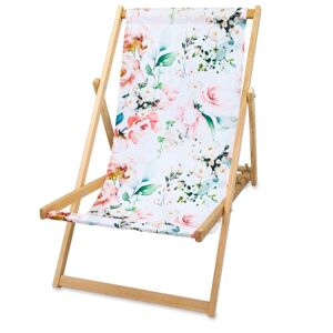 Amazinggirl Liggestol foldbar lavet af træ - klapstol foldbar liggestol solstol strandstol træ klapstol solstol havestole blomster 1 stk