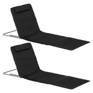 Rootz Living Rootz Beach Lounger - Sun Lounger - Have Lounger - Foldebar justerbar ryglæn - Sidelomme - PE stof - EPE Uld - Sort - 48cm x 134cm x 33-43cm