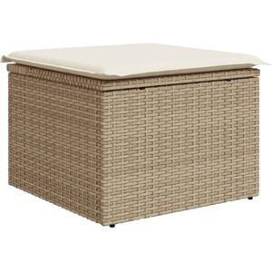 vidaXL haveskammel med hynde 55x55x37 cm polyrattan beige