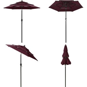 Parasol med aluminiumsstang i 3 niveauer 2 m bordeaux - Parasol - Parasoller - Home & Living