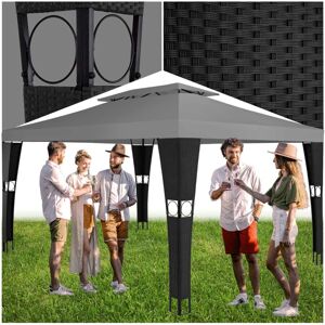 TecTake Havepavillon i polyrattan Mona 3x4m - sort/antracit