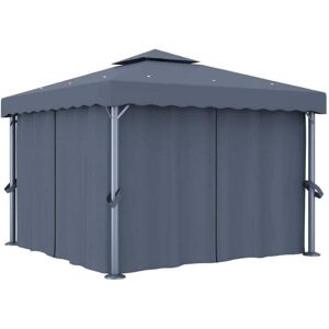 Medina Pavilion med Draperi 3x3 M Anthracit Aluminium