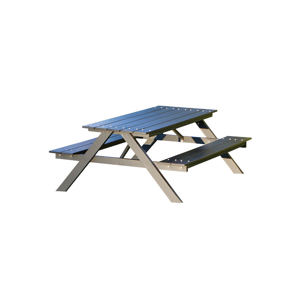 Børne bord-/bænksæt HORTUS A-model sort plywood og alu. stel - 801-093