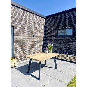 Kabeltromlen Havebord Af Genbrugsplanker Sort Stålstel 180cm Ude Olie - 960311