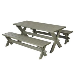 Plus A/S Plus Nostalgi plankesæt - 1 bord og 2 bænke - grundmalet gråbrun 185900-18
