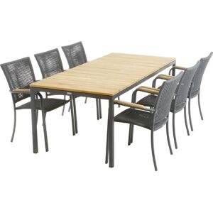 Mandalay Toscana Havebord L.197 Cm + 6 Ravello, Antracit