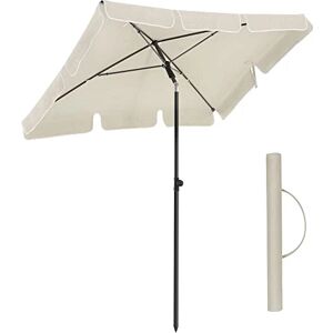 SONGMICS Rektangulær Altanparasol 2 X 1,25 M, Upf 50+ Beskyttelse, Justerbar Solskærm, Bæretaske, Fod Ikke Inkluderet, Beige