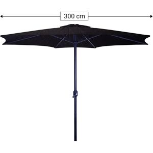 FF Europe Parasol - 300 Cm, Med Håndsving, Vandtæt, Højdejusterbar, Uv-Beskyttelse, Sort